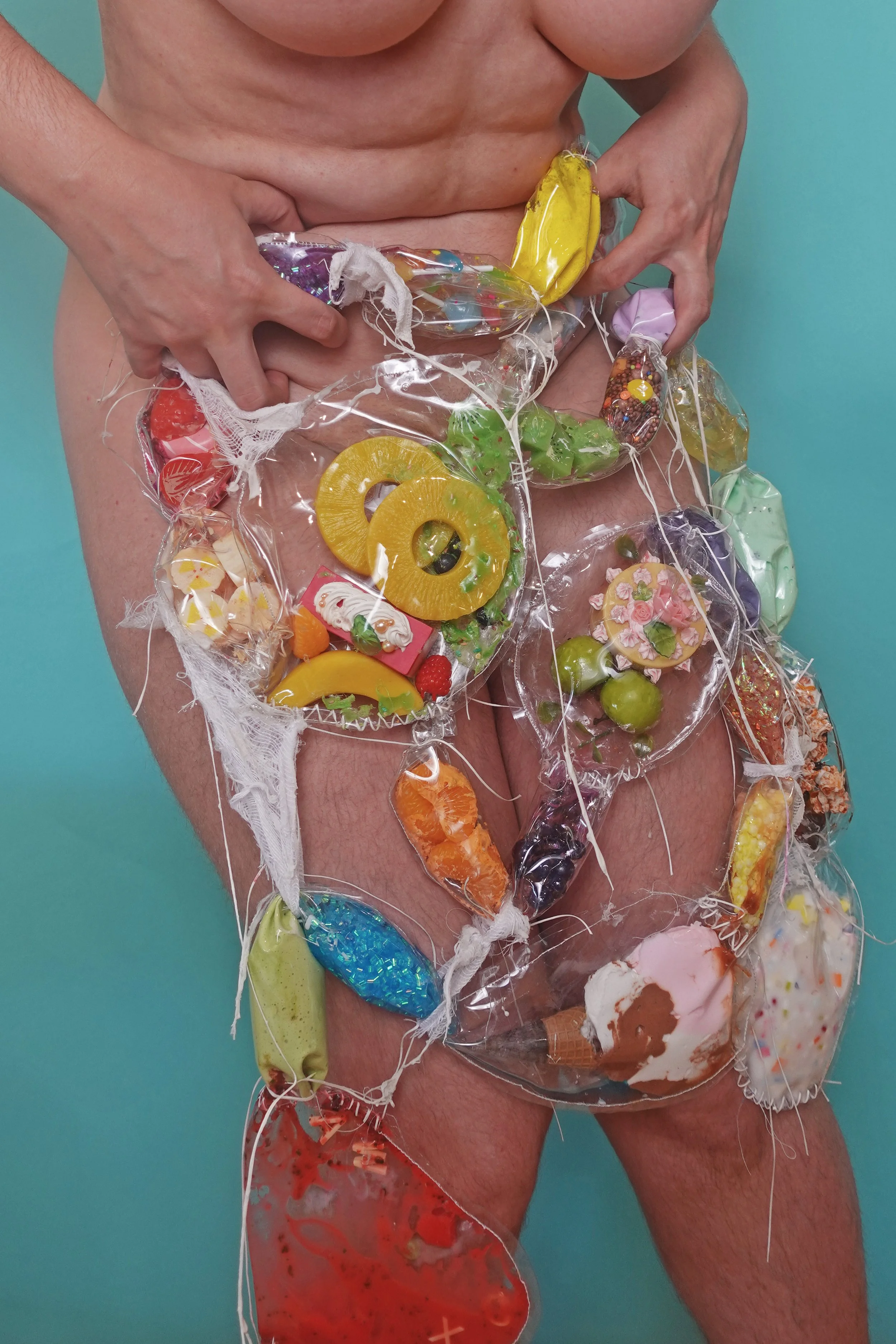PPE artwork — clear vinyl garment sculpture